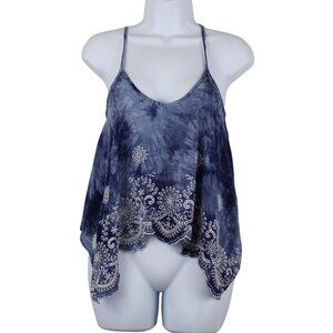American Rag-Blue tie dye cropped top w/eyelet Women's Size S